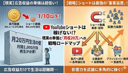 YouTubeショートの収益はいくら？1再生の単価相場と「稼げない」を脱却する戦略